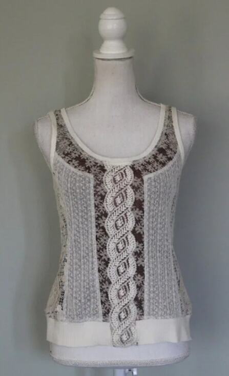 Byron Lars Tops - Byron Lars Beauty Mark Mixed Media Tank Top 0
